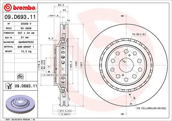 BREMBO 09.D693.11 Brake Disc