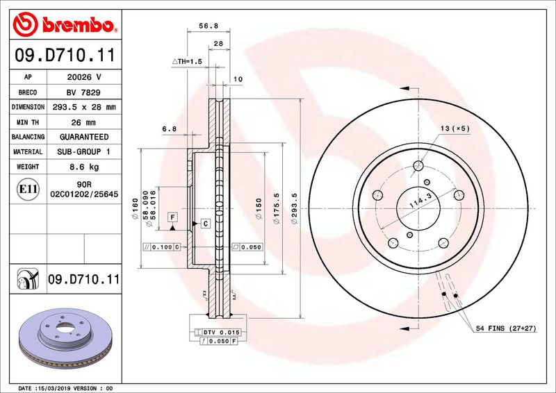 BREMBO 09.D710.11 Brake Disc