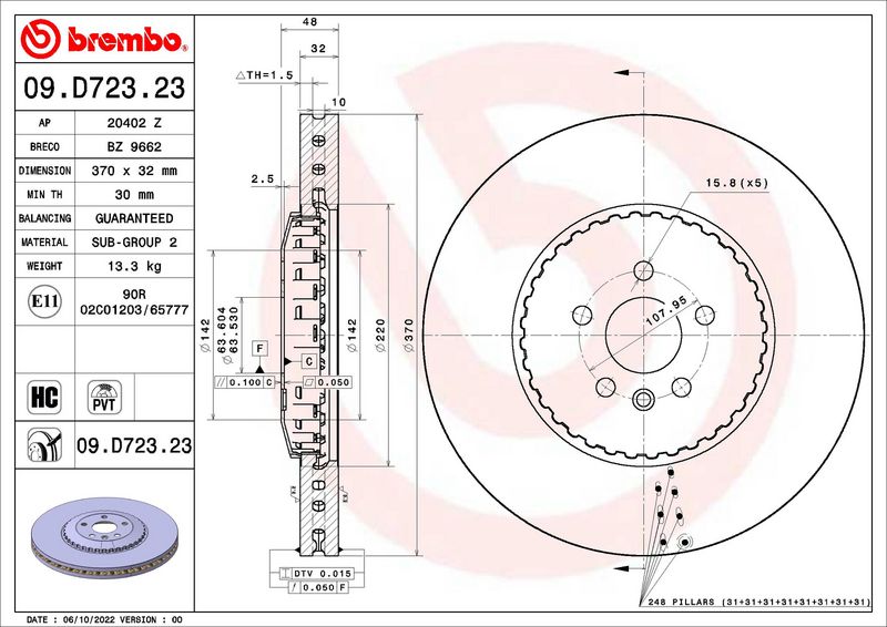 BREMBO 09.D723.23 Brake Disc
