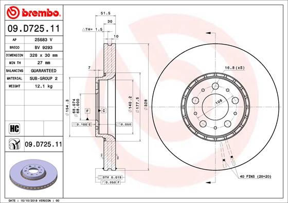 BREMBO 09.D725.11 Brake Disc