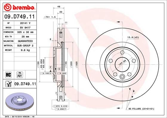 BREMBO 09.D749.11 Brake Disc