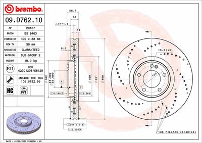 Brake Disc BREMBO 09.D762.10