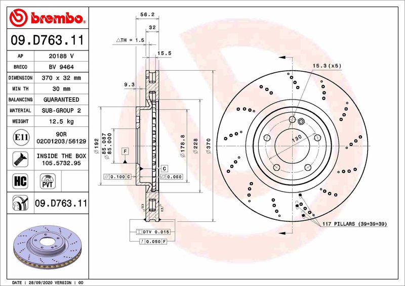BREMBO 09.D763.11 Brake Disc