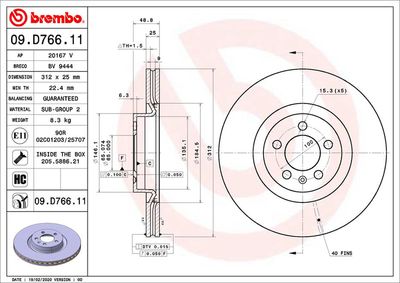 Brake Disc BREMBO 09.D766.11