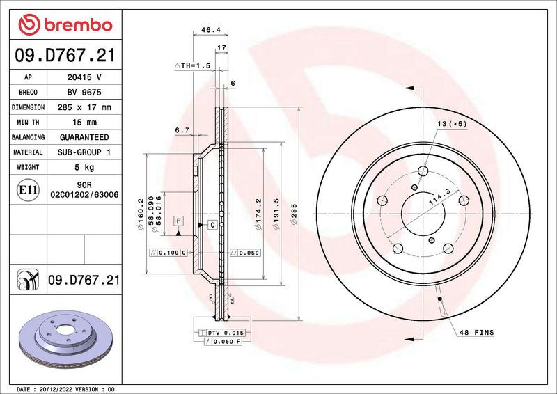 BREMBO 09.D767.21 Brake Disc