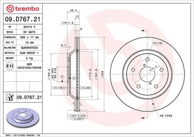 Brake Disc BREMBO 09.D767.21