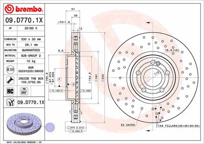 Brake Disc BREMBO 09.D770.1X