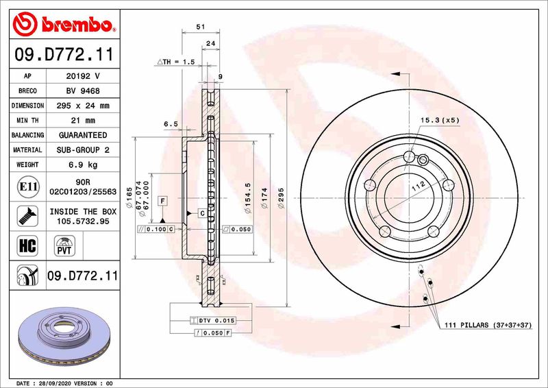 BREMBO 09.D772.11 Brake Disc