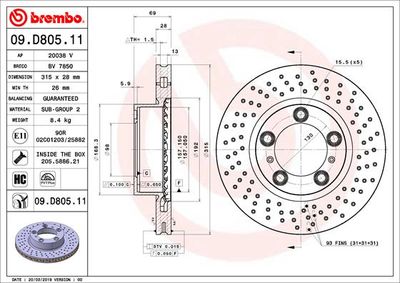 Brake Disc BREMBO 09.D805.11