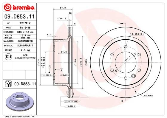 BREMBO 09.D853.11 Brake Disc