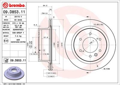 Brake Disc BREMBO 09.D853.11