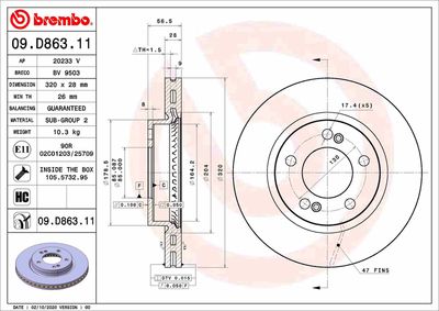 Brake Disc BREMBO 09.D863.11