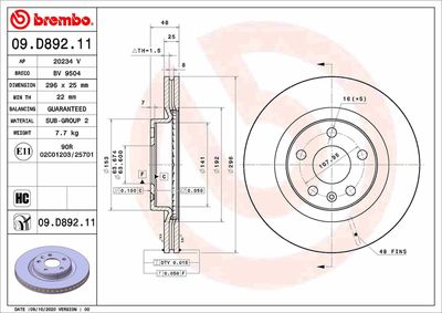 Brake Disc BREMBO 09.D892.11