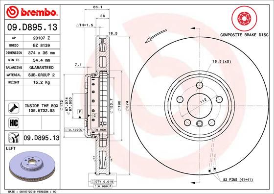 BREMBO 09.D895.13 Brake Disc