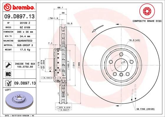 BREMBO 09.D897.13 Brake Disc