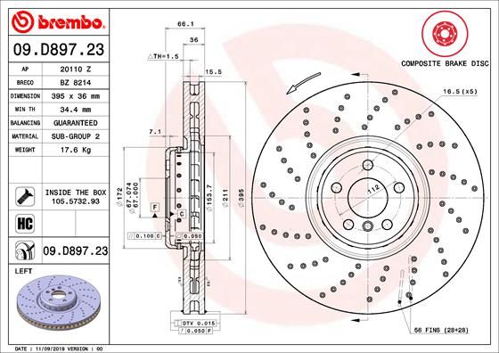 BREMBO 09.D897.23 Brake Disc