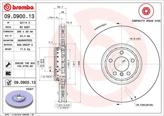 BREMBO 09.D900.13 Brake Disc