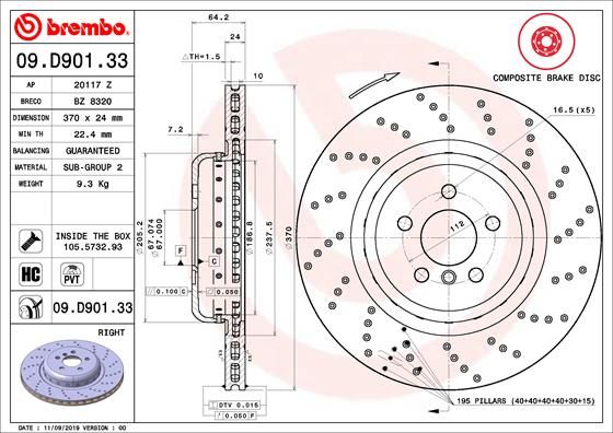 BREMBO 09.D901.33 Brake Disc