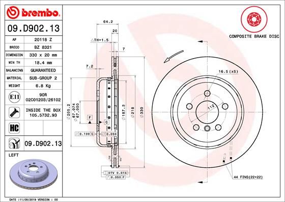 BREMBO 09.D902.13 Brake Disc