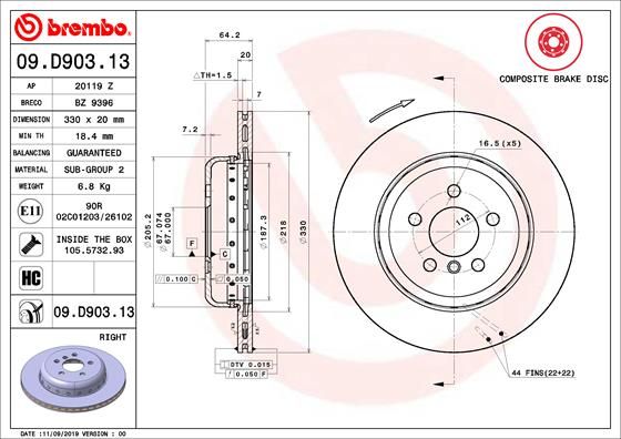 BREMBO 09.D903.13 Brake Disc