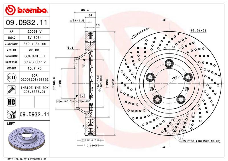 BREMBO 09.D932.11 Brake Disc