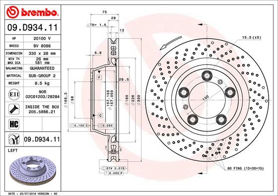 BREMBO 09.D934.11 Brake Disc