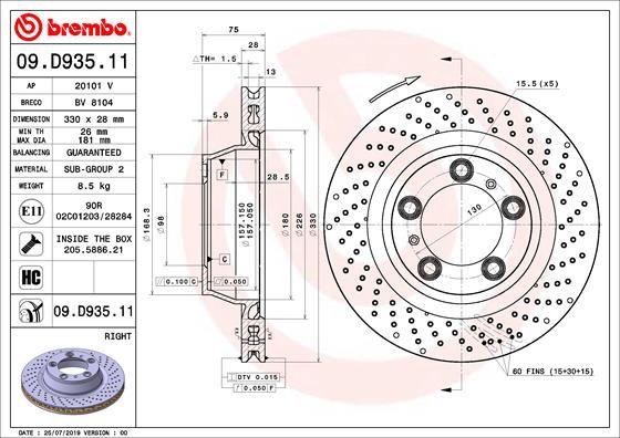 BREMBO 09.D935.11 Brake Disc