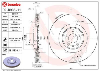 Brake Disc BREMBO 09.D938.11