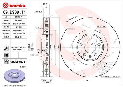 Brake Disc BREMBO 09.D939.11