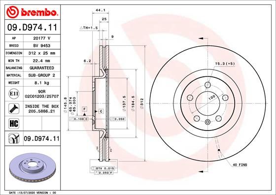 BREMBO 09.D974.11 Brake Disc