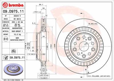 Brake Disc BREMBO 09.D975.11