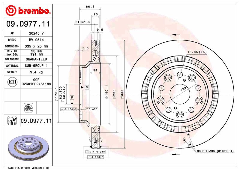 BREMBO 09.D977.11 Brake Disc