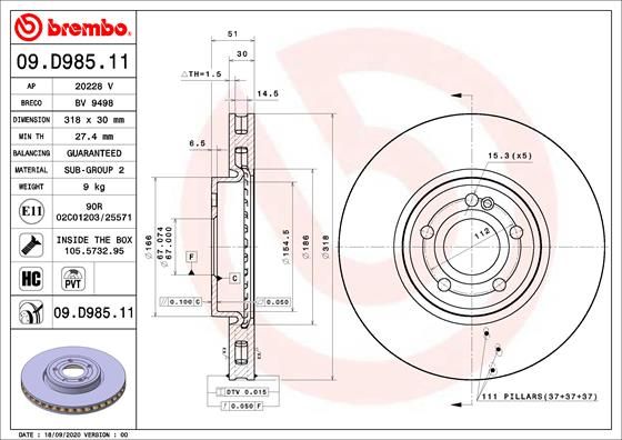 BREMBO 09.D985.11 Brake Disc