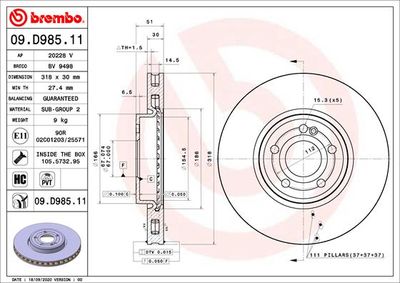 Brake Disc BREMBO 09.D985.11