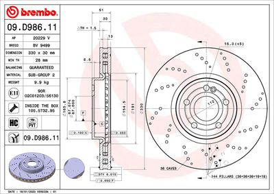 Brake Disc BREMBO 09.D986.11