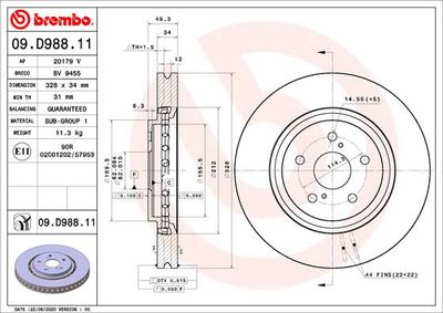 Brake Disc BREMBO 09.D988.11