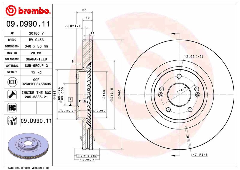 BREMBO 09.D990.11 Brake Disc