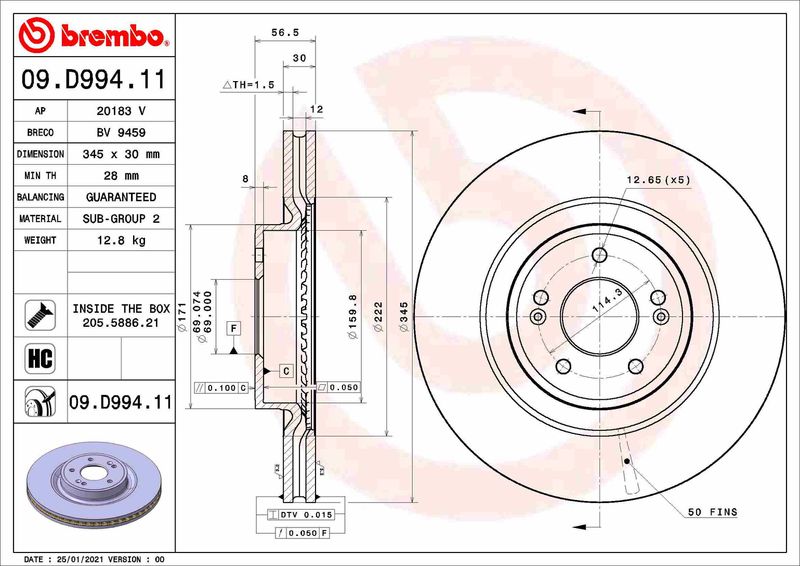 BREMBO 09.D994.11 Brake Disc