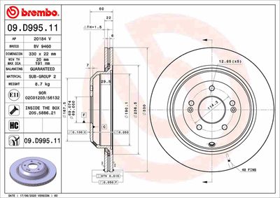 Brake Disc BREMBO 09.D995.11