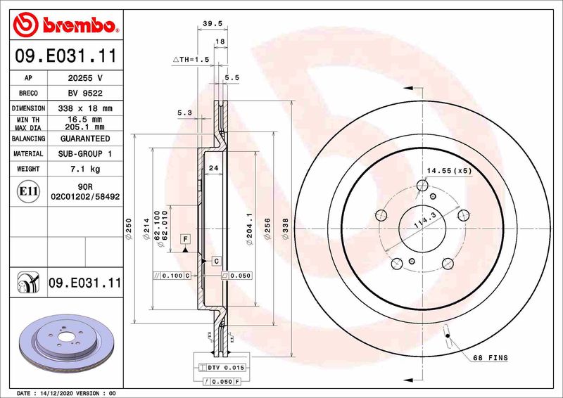 BREMBO 09.E031.11 Brake Disc