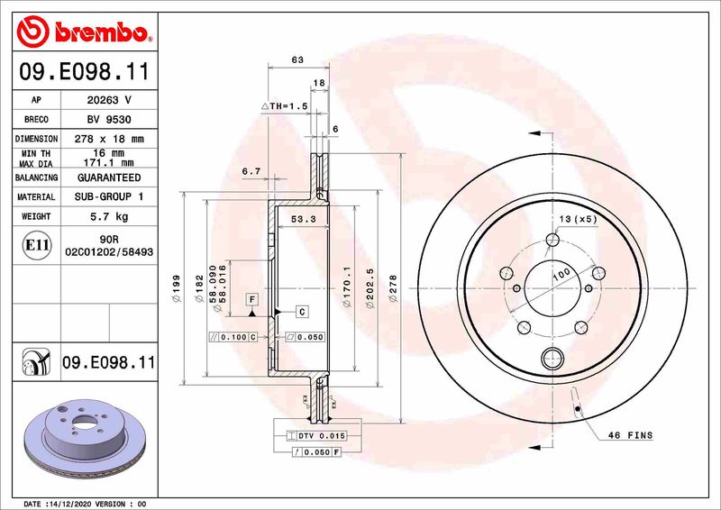 BREMBO 09.E098.11 Brake Disc