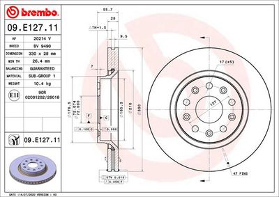 Brake Disc BREMBO 09.E127.11