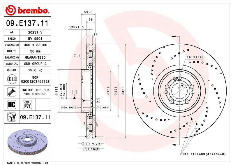 BREMBO 09.E137.11 Brake Disc