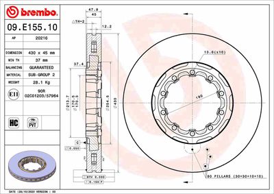 Brake Disc BREMBO 09.E155.10