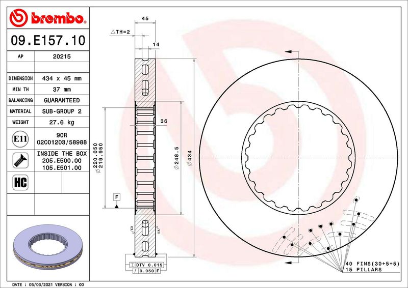 BREMBO 09.E157.10 Brake Disc