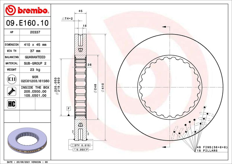 BREMBO 09.E160.10 Brake Disc