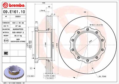 Brake Disc BREMBO 09.E161.10