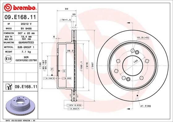 BREMBO 09.E168.11 Brake Disc