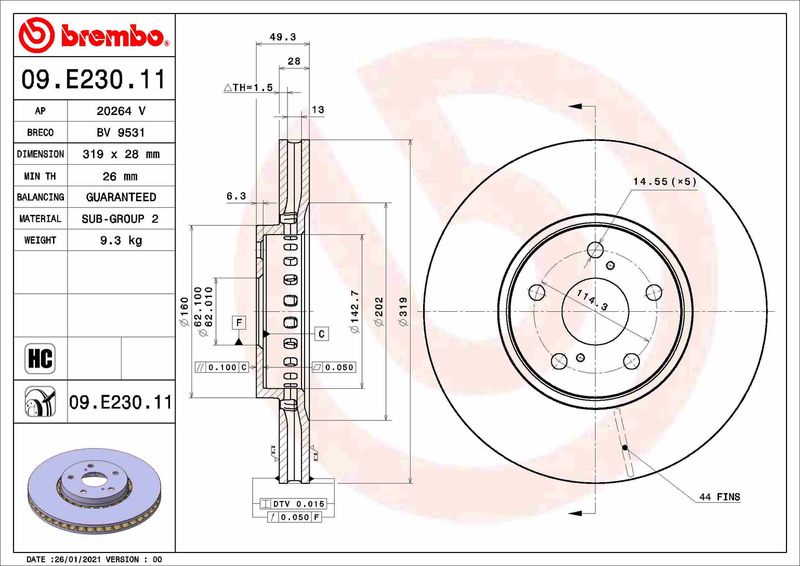 BREMBO 09.E230.11 Brake Disc