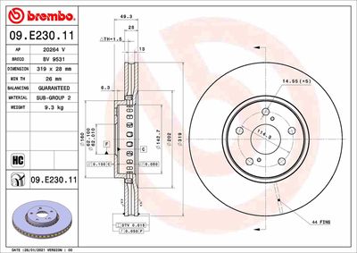Brake Disc BREMBO 09.E230.11